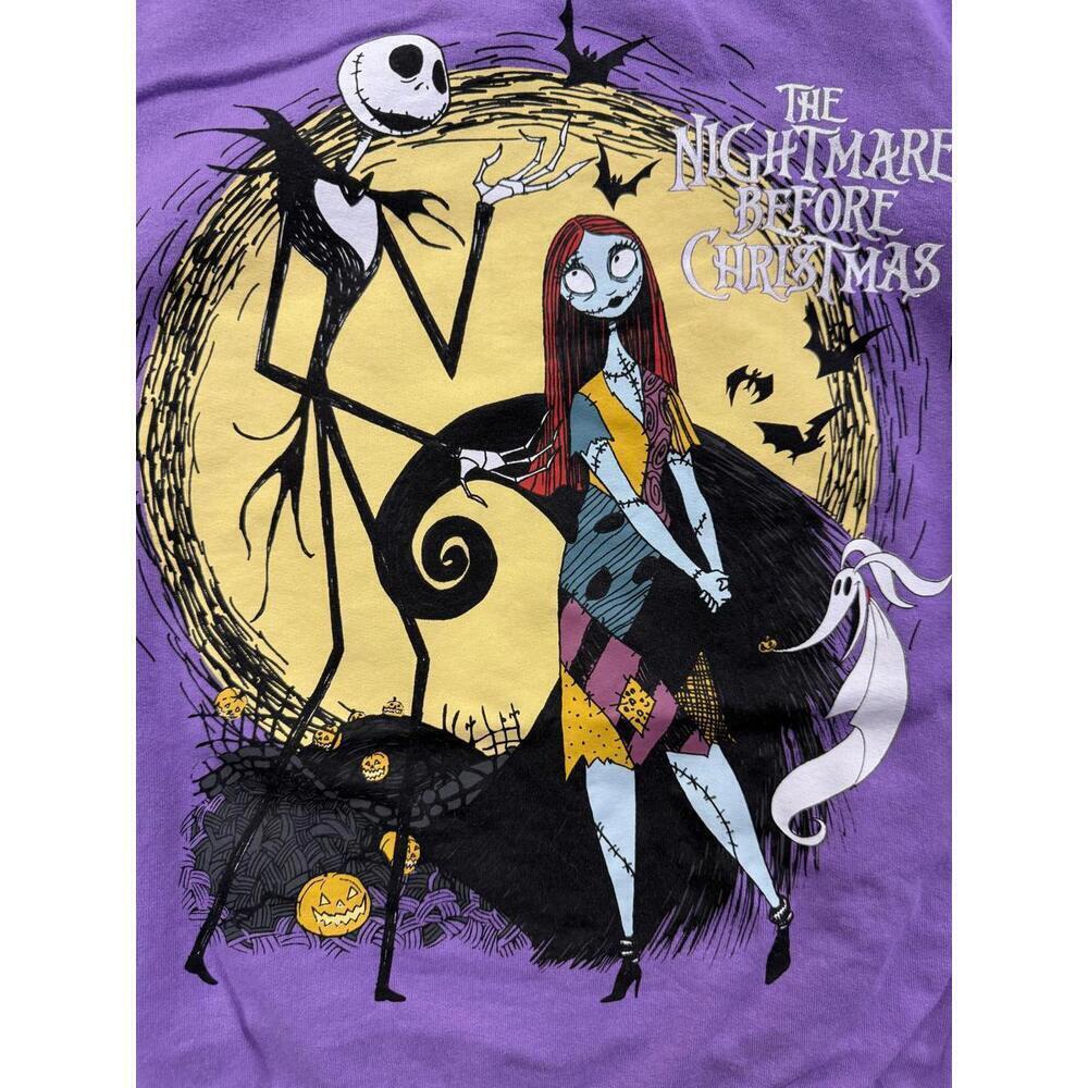Nightmare Before Christmas Sweatshirt Kids 10-12 Purple Jack Sally Zero Disney - Picture 3 of 10
